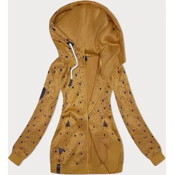 Dámská mikina Žlutá dámská rozepínací mikina se vzorem hvězdiček (2313) odstíny žluté XXL (44)