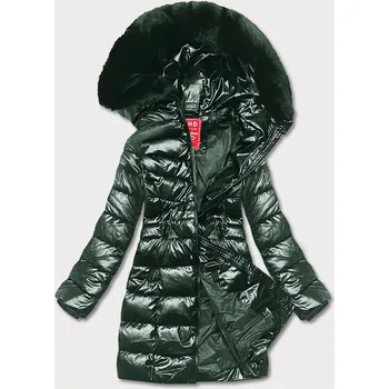 Tmavě zelená dámská vypasovaná zimní bunda (2M-032) odstíny zelené XL (42)