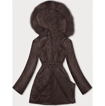 Hnědá oboustranná dámská prošívaná bunda - kožíšek (H-897-23) odstíny hnědé L (40)