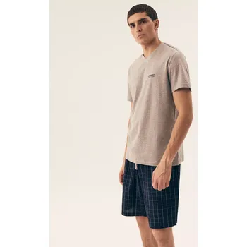 Pánské pyžamo Pyžamo Henderson Premium 42618 Kolej kr/r m-3XL šedá XXL