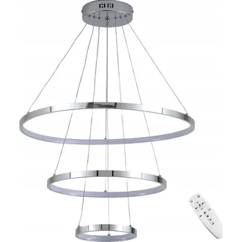 STROPNÍ SVÍTIDLO 3 KRUHY chromová závěsná LED lustr + DÁLKOVÝ OVLADAČ 20/40/60cm