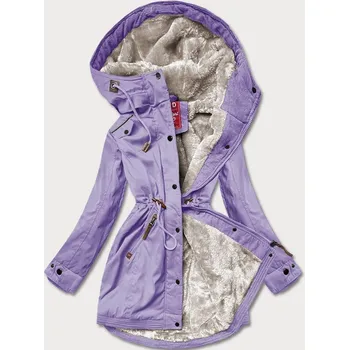 Dámská zimní bunda parka ve vřesové barvě se vsadkami z eko kůže (2M-21A93) odstíny fialové L (40)