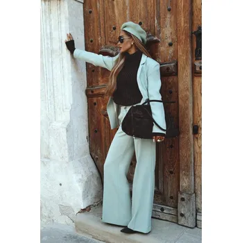 Dámské kalhoty M875 Kalhoty se širokými nohavicemi - mátové EU XXL