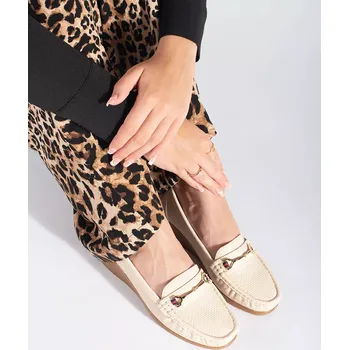 Dámské mokasíny Designové dámské hnědé mokasíny na klínku 39