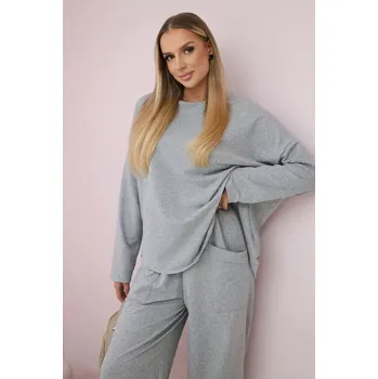 Dámská halenka Bavlněná mikina kalhoty set šedá UNI