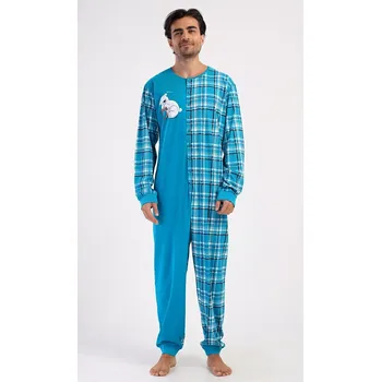 Pánské pyžamo Pánský overal Méďa Ospalec tyrkysová M