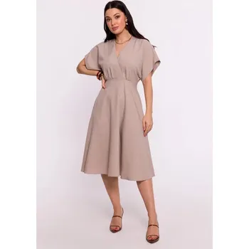 Dámské šaty Rozšířené šaty B278 béžové - BeWear L