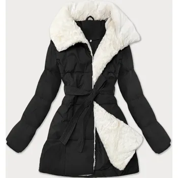 Černá dámská bunda obšitá kožešinou se stojáčkem J Style (16M9165-392) odstíny černé XL (42)