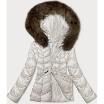 Dámská prošívaná bunda v barvě ecru pro přechodné období s kapucí Glakate (LU-2202) odstíny bílé XXL (44)