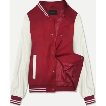 Tmavě červená dámská baseballová bunda (16M9069-270) odstíny červené XL (42)