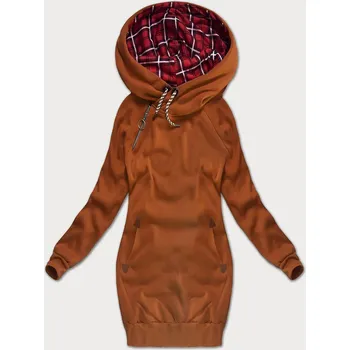 Dámská mikina Dlouhá dámská mikina v karamelové barvě (AMG-738/1) odstíny hnědé XXL (44)