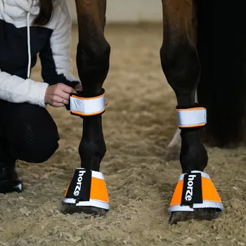 Deka pro koně Horze reflexní pruhy na nohy bZeen Barva: Oranžová, Velikost: Pony