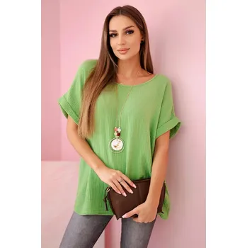 Dámská halenka Mušelínová halenka s náhrdelníkem oliva UNI