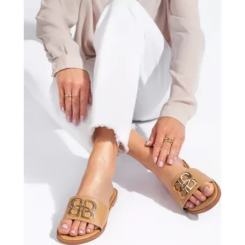 Dámské žabky Originální hnědé dámské nazouváky bez podpatku 37