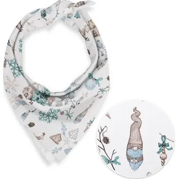 Dětský bavlněný šátek Sandra SA-662 Modro-zeleno-hnědý vánoční vzor 55 x 55 cm