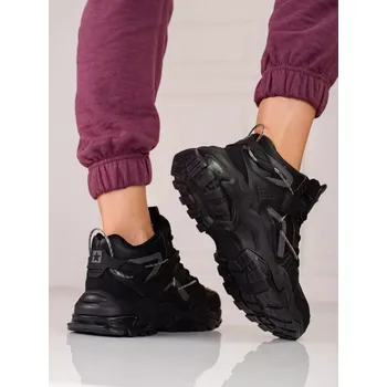 Dámské tenisky Luxusní dámské černé tenisky bez podpatku 36