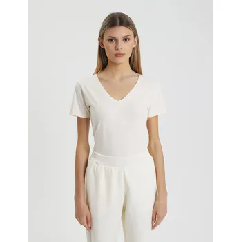 Oblečení a móda Dámské Slim fit tričko 4FWSS25TTSHF1990 11S Ecru - 4F ecri(krémová) XXL