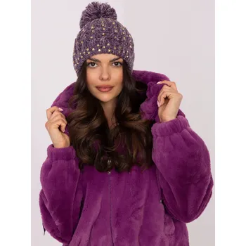 Čepice Fialová zimní čepice s aplikací AT-CZ-