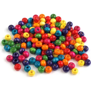 Korálek Dřevěné korálky Ø6 mm 10g - mix