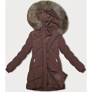 Dámská bunda Hnědá zimní bunda s kapucí (LHD-23015) odstíny hnědé XXL (44)