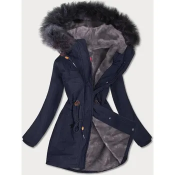 Dámská bunda Tmavě modrá voděodolná dámská bunda parka s kožešinovou podšívkou (m-933) odstíny modré XXL (44)