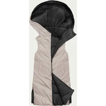 Dámská vesta Černo-světle béžová dlouhá dámská vesta (V772G) odstíny černé XL (42)