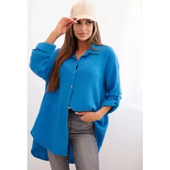 Dámská košile Bavlněná mušelínová košile tyrkys UNI