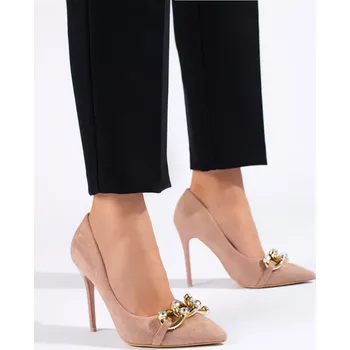 Dámské lodičky Módní růžové dámské lodičky na jehlovém podpatku 37