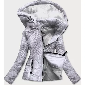 Krátká šedá prošívaná dámská bunda s kapucí (B9566) odstíny šedé S (36)