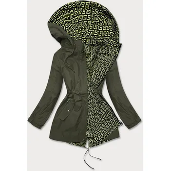Khaki/limetková dámská bunda parka 2 v 1 (W702BIG) odstíny zelené 50