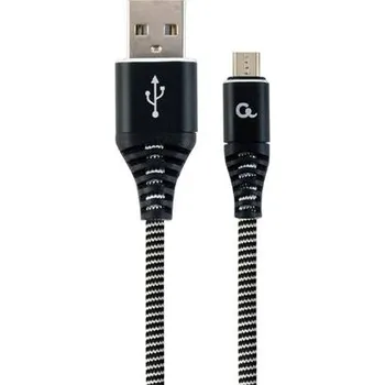 Počítač GEMBIRD CABLEXPERT Kabel USB 2.0 AM na MicroUSB (AM/BM), 2m, opletený, černo-bílý, blister, PREMIUM QUALITY