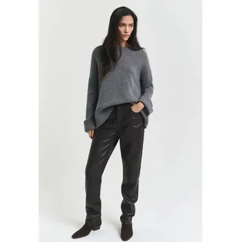 KALHOTY GANT STRAIGHT 5 POCKET LEATHER PANTS DEEP BROWN