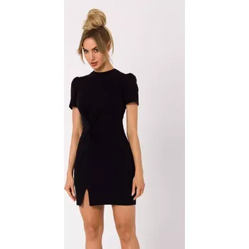 Dámské šaty M731 Mini šaty s předním překřížením - černé EU M