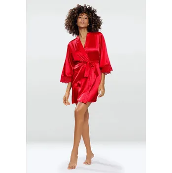 Dámský župan Dámský saténový župan Belinda červený - Dkaren 2XL