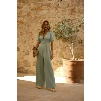 Dámský overall M852 Kombinéza s puff rukávy - mátová EU L