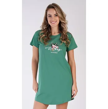 Dámská noční košile s krátkým rukávem Beautiful smaragdová S