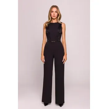 Dámský overall M866 Kombinéza s krajkovými panely - černá EU M