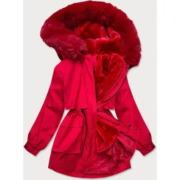 Červená dámská zimní bunda s odepínací kožešinovou podšívkou (b2715-4) odstíny červené M (38)