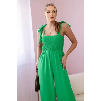 Dámský overall Overal na ramínka s volánkovým topem zelený UNI