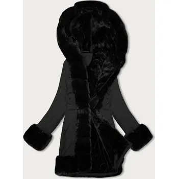 Černá dámská bunda s kožešinovou podšívkou J Style (11Z8089) odstíny černé XL (42)