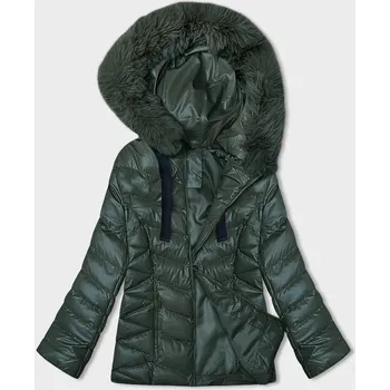 Tmavě zelená krátká zimní bunda s kapucí (5M3138-238) odstíny zelené L (40)