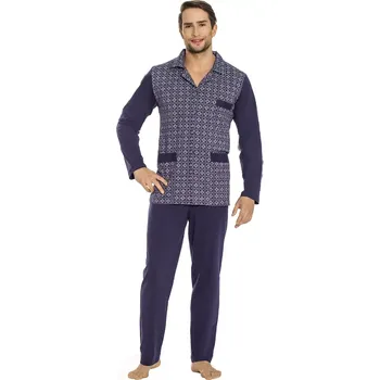 Pánské pyžamo Rozepínané pánské pyžamo Luna 797 M-2XL modrý tisk L
