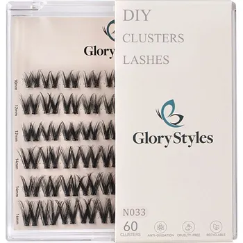 Umělé řasy GloryStyles Samolepící segmentové řasy Invisible Band N033 dlouhé (10 - 16 mm)