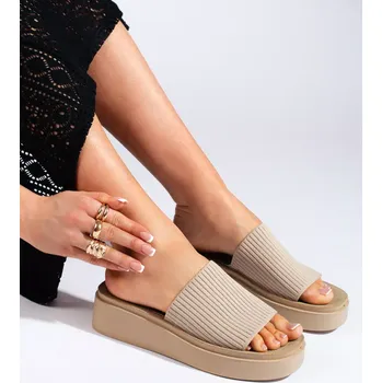 Dámské žabky Pěkné hnědé dámské nazouváky na klínku 39