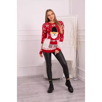 Dámský svetr Vánoční svetr se Santa Clausem červený UNI