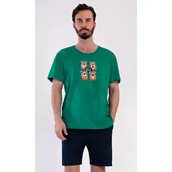 Pánské pyžamo Pánské pyžamo šortky Méďa Happy modrá L