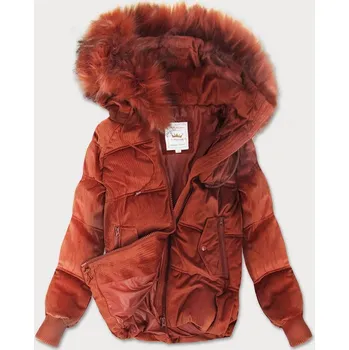 Dámská bunda Rudá dámská manšestrová bunda s kapucí (7696) odstíny oranžové XS (34)