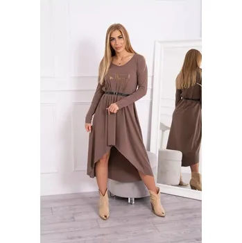 Dámské šaty Šaty s ozdobným páskem a nápisem mocca UNI