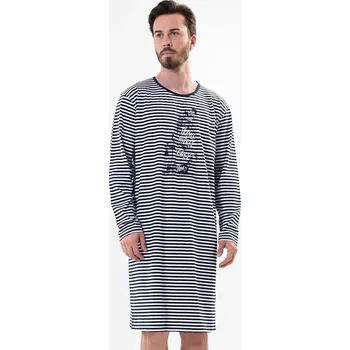 Pánské pyžamo Pánská noční košile s dlouhým rukávem Plachetnice tmavě modrá L