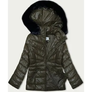 Dámská prošívaná zimní bunda v khaki barvě (V776G) odstíny zelené XXL (44)